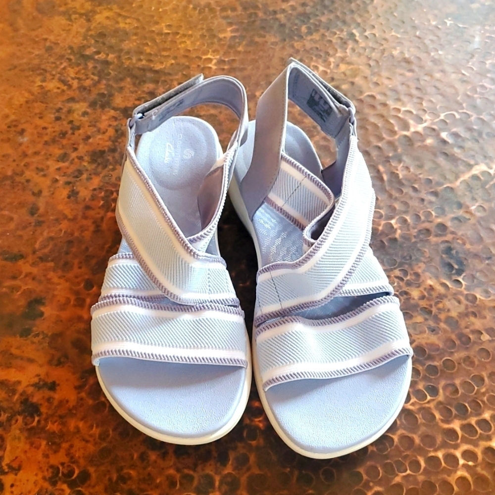 Clarks Cloudsteppers Arla Glitz Periwinkle Blue Sporty Sandals Womens 9.5 W
